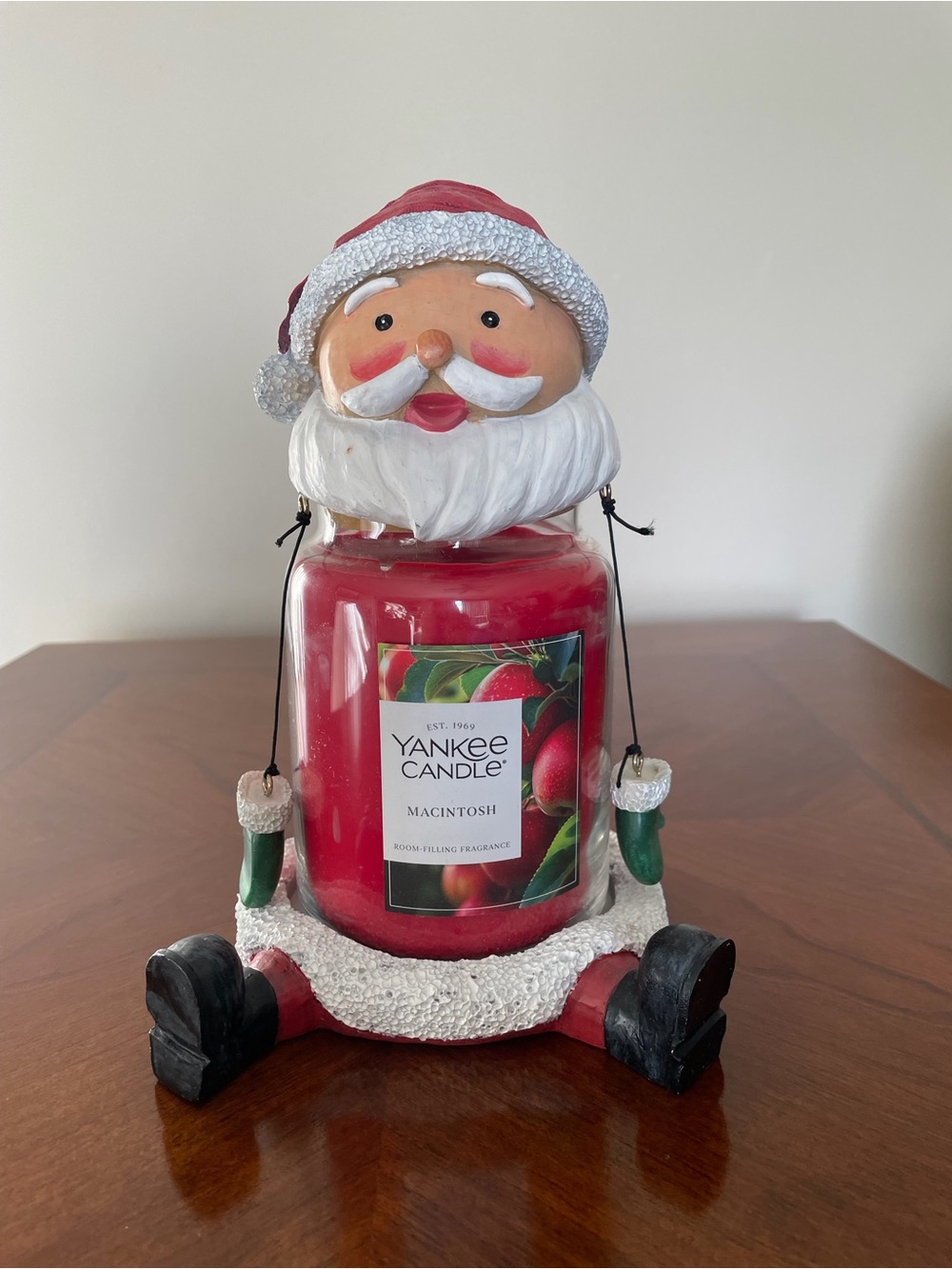 Vintage Yankee Candle Santa Jar Topper and Base Set by Artist Elaine Thompson